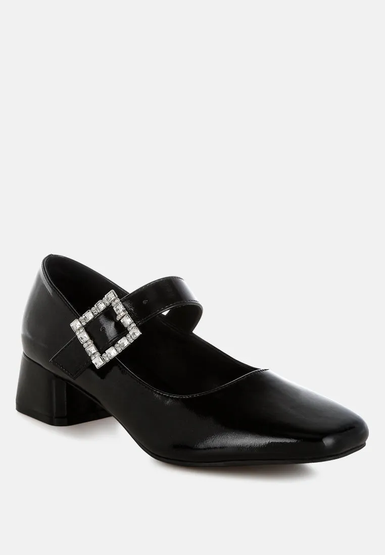 Abeba Diamante Brooch Metallic Mary Jane Pumps