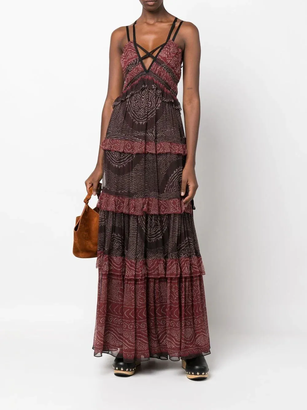 AGATHE RUFFLED TIERED SILK GOWN GAR