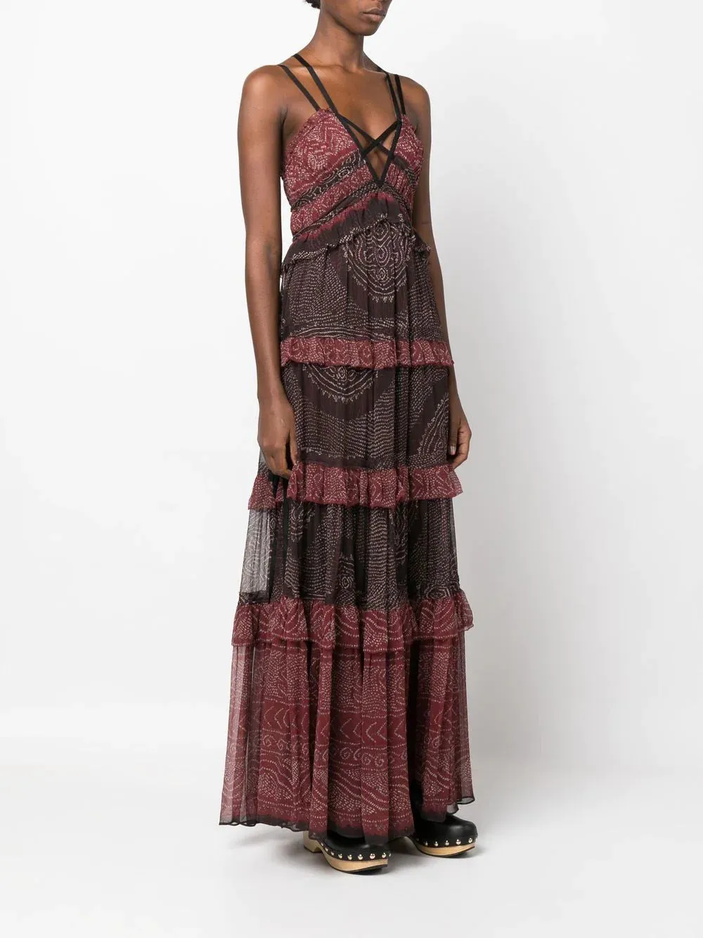 AGATHE RUFFLED TIERED SILK GOWN GAR