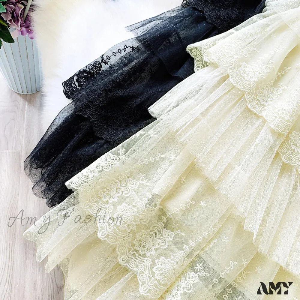 Amy Fashion - Long Elegant Fashion Lace Skirts