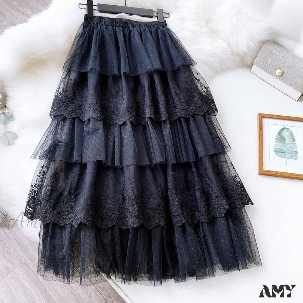 Amy Fashion - Long Elegant Fashion Lace Skirts