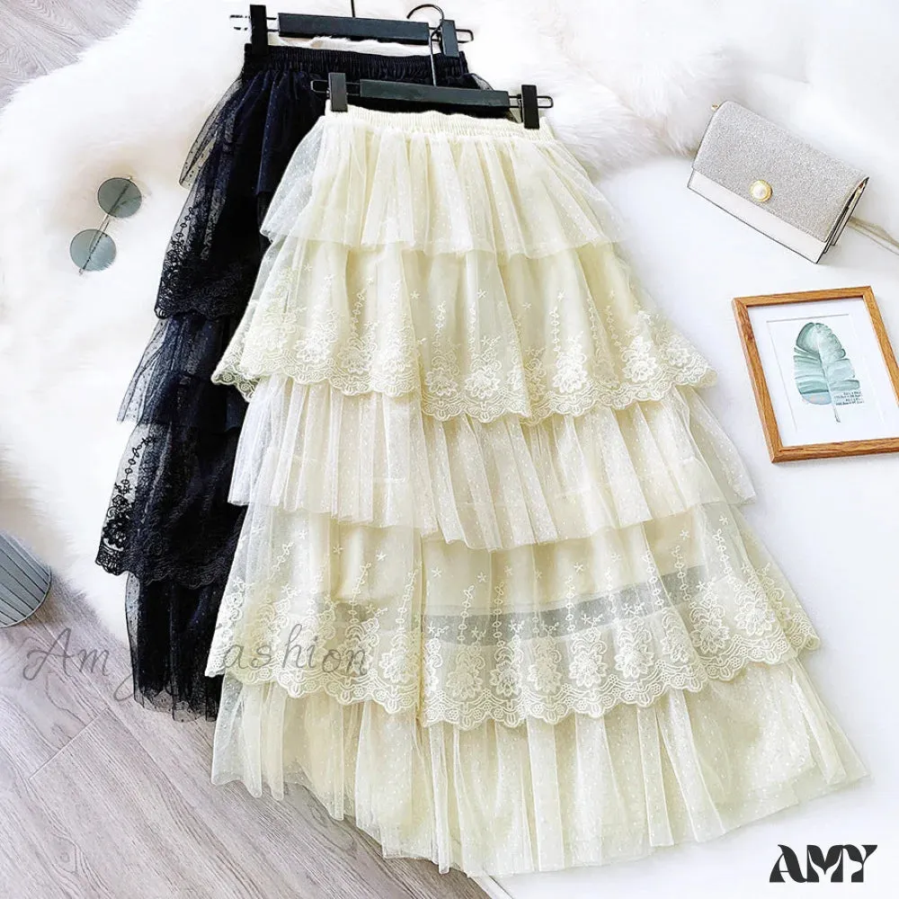 Amy Fashion - Long Elegant Fashion Lace Skirts