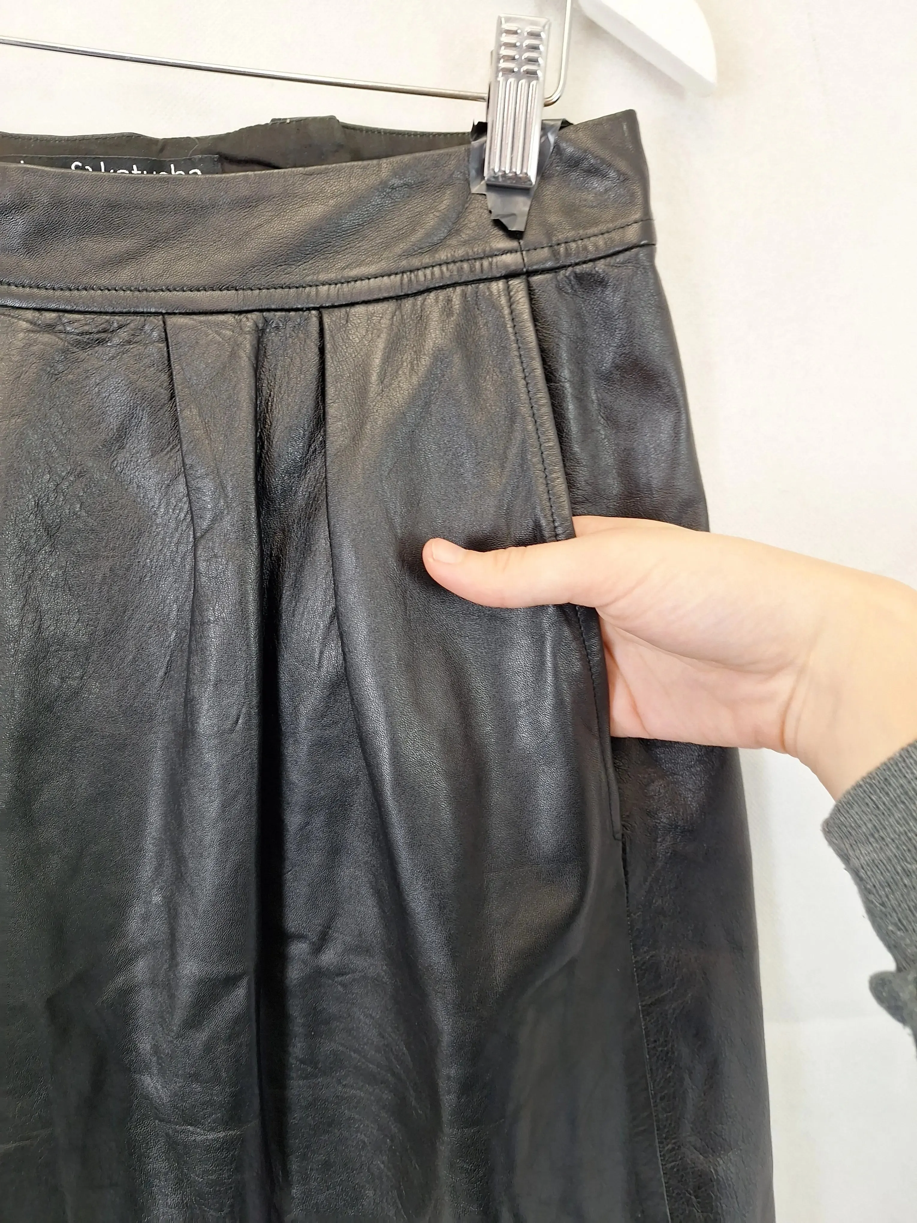 Assorted Brands Pleated Leather Mini Skirt Size 10