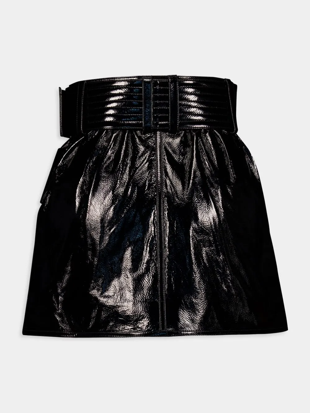 Belted Patent Leather Mini Skirt