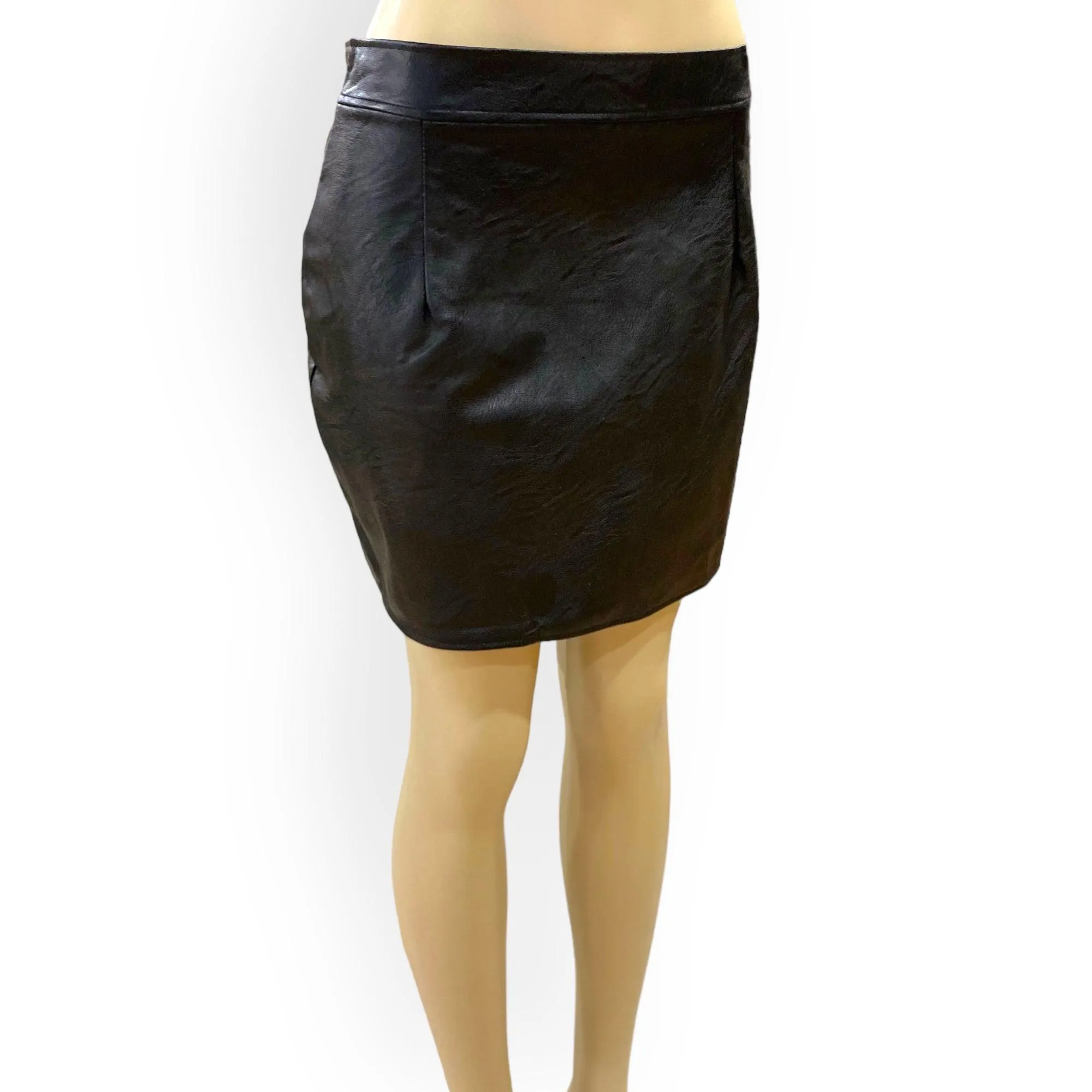 Black Textured Mini Skirt