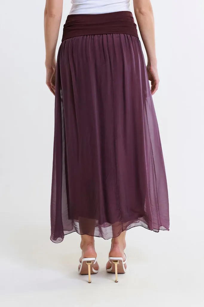 Brenda Silk Foldover Waist Skirt (SL204)