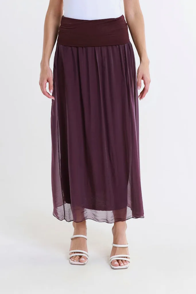 Brenda Silk Foldover Waist Skirt (SL204)