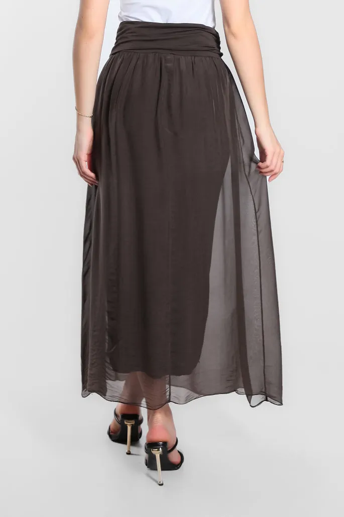 Brenda Silk Foldover Waist Skirt (SL204)