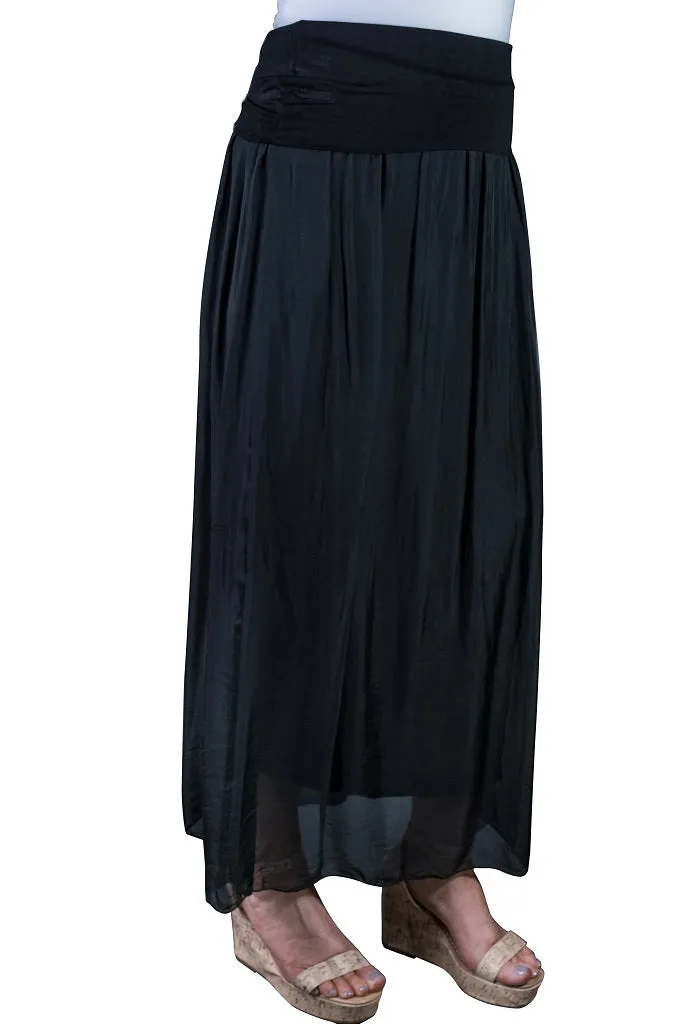 Brenda Silk Foldover Waist Skirt (SL204)