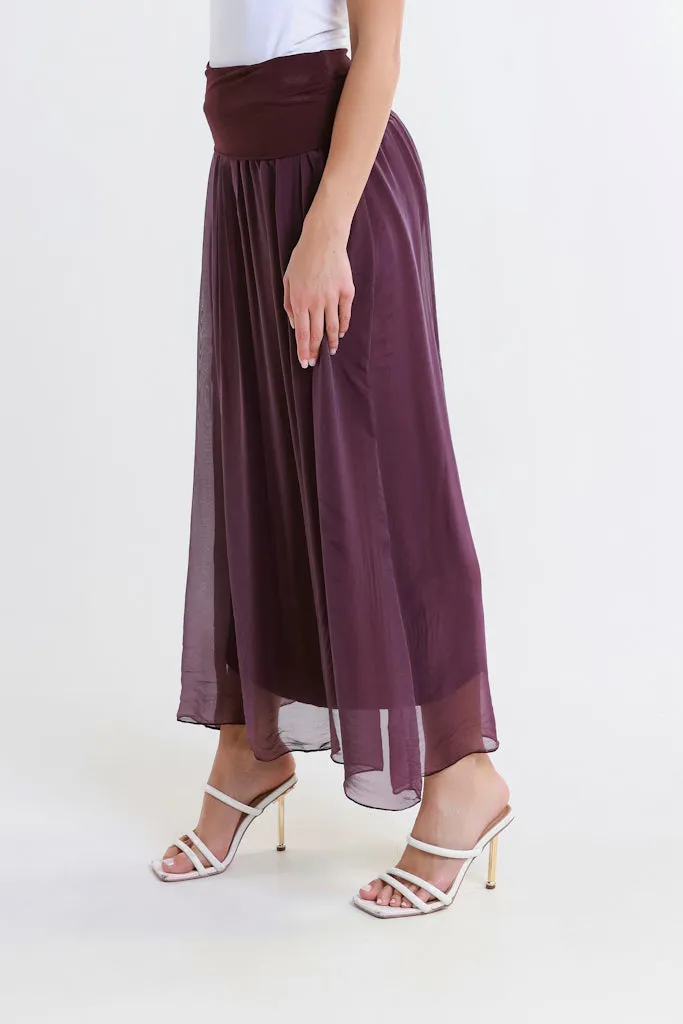 Brenda Silk Foldover Waist Skirt (SL204)