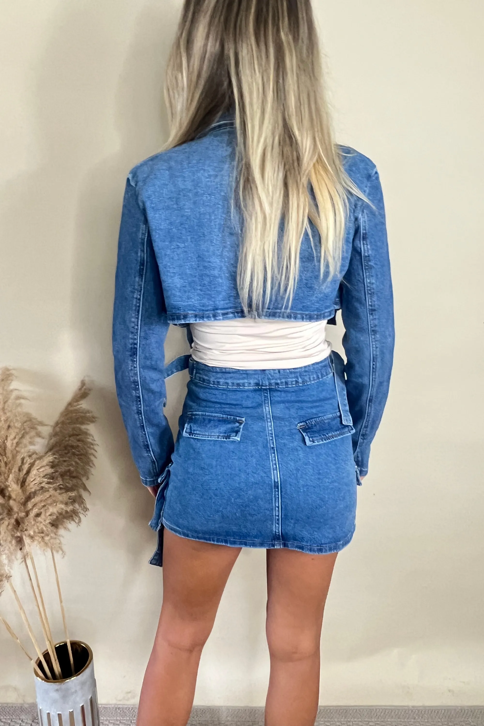 Cargo Pocketed Denim Mini Skirt