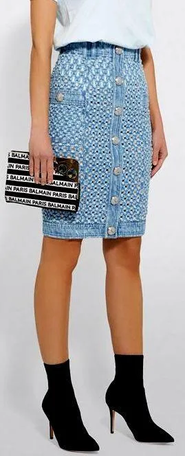 Cut-Out Denim Skirt