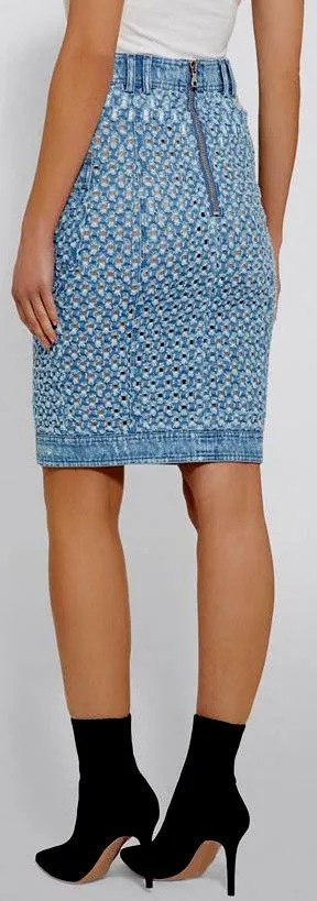 Cut-Out Denim Skirt