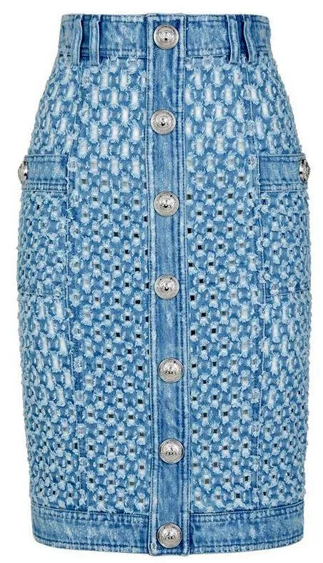 Cut-Out Denim Skirt