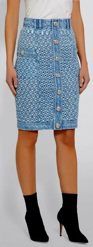 Cut-Out Denim Skirt