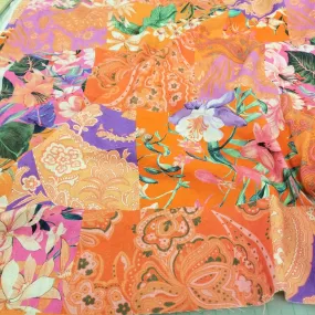 Designer Deadstock European Soft Viscose Cotton Linen Floral Botanica Bandana Woven- by the yard