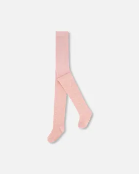 Deux Par Deux Knit Tights - Silver Pink