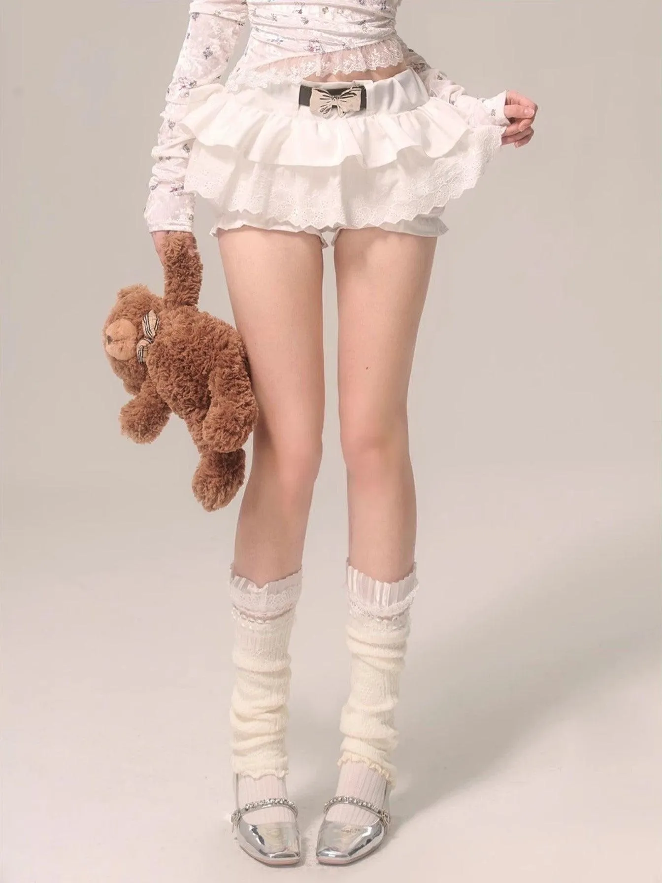 Elegant Bow Lace White Skirt