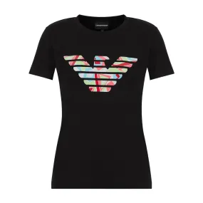 Emporio Armani Black Eagle Logo Patterned T-Shirt