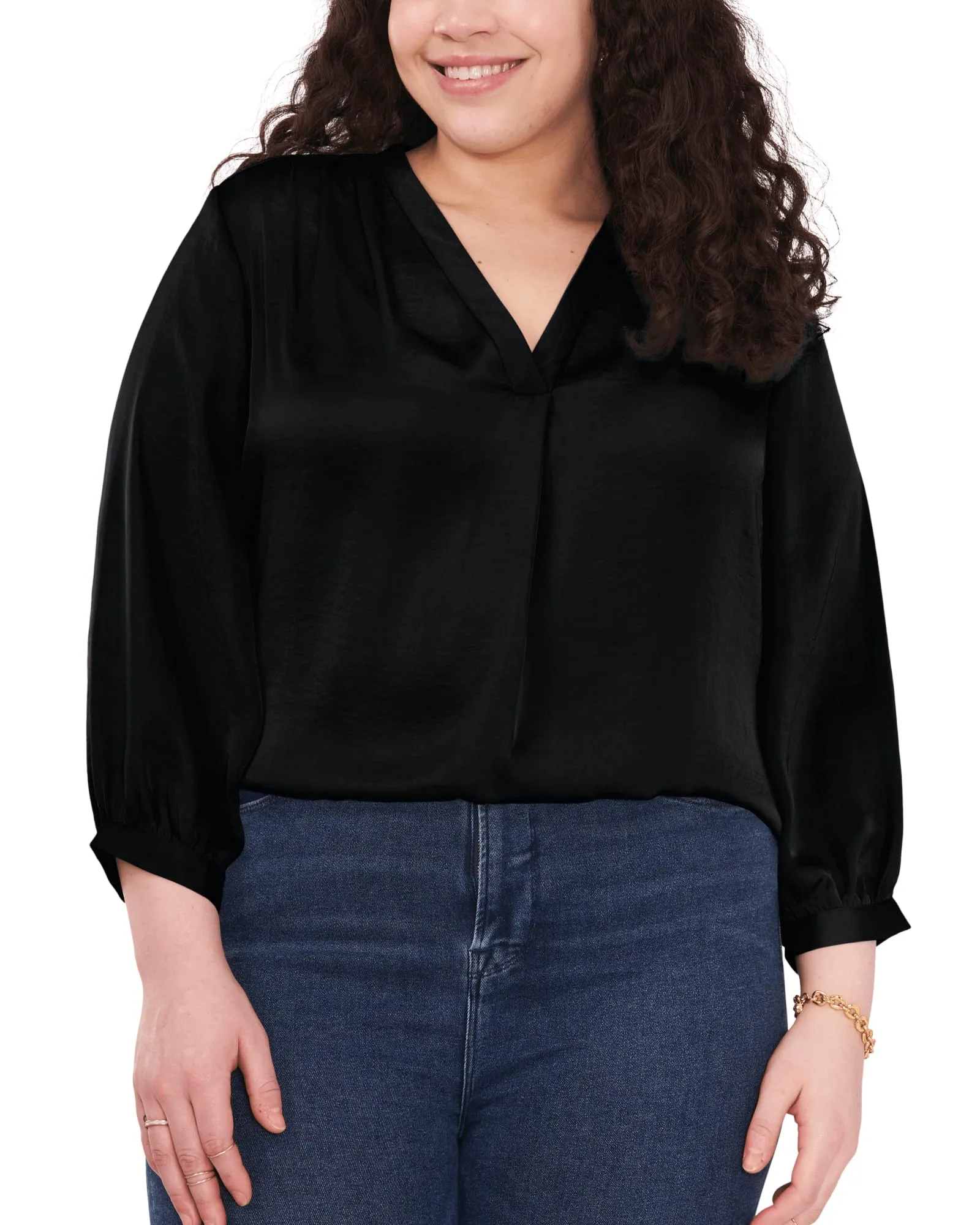 Everley V-Neck Blouse | RICH BLACK