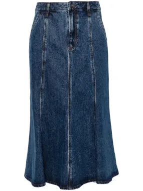 Flared Denim Midi Skirt