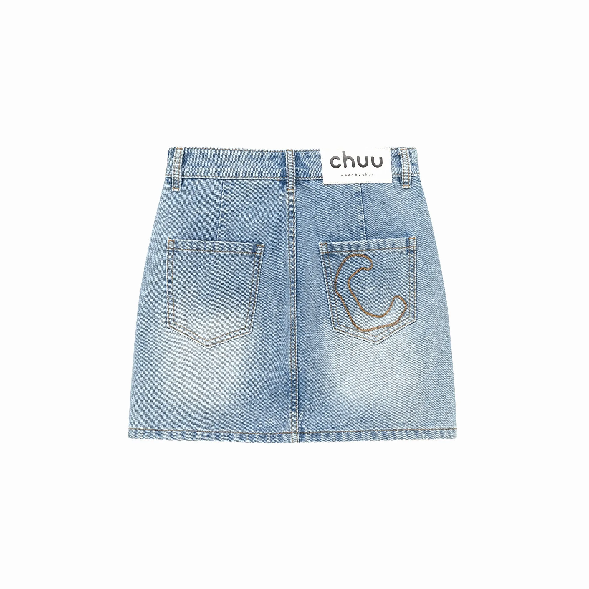 Front Cutout Denim Mini Skirt