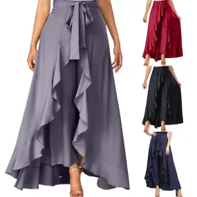 Funki Buys | Skirts | Women's Elegant Long Ruffled Skirt Pants