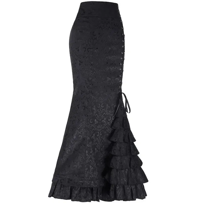 Funki Buys | Skirts | Women's Gothic Vintage Ruffled Long Skirts