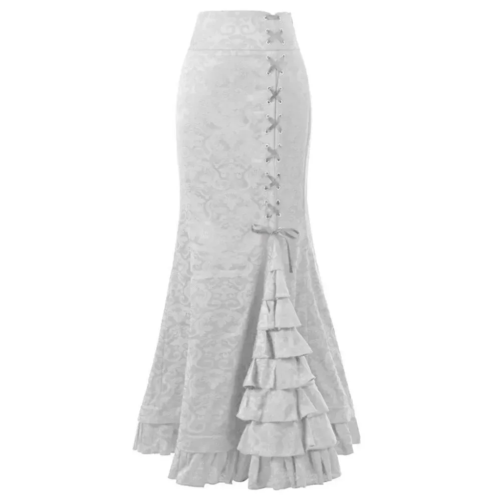 Funki Buys | Skirts | Women's Gothic Vintage Ruffled Long Skirts