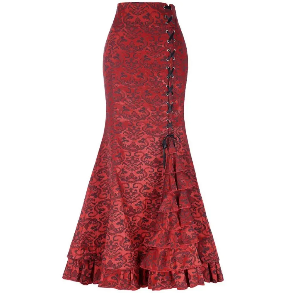 Funki Buys | Skirts | Women's Gothic Vintage Ruffled Long Skirts