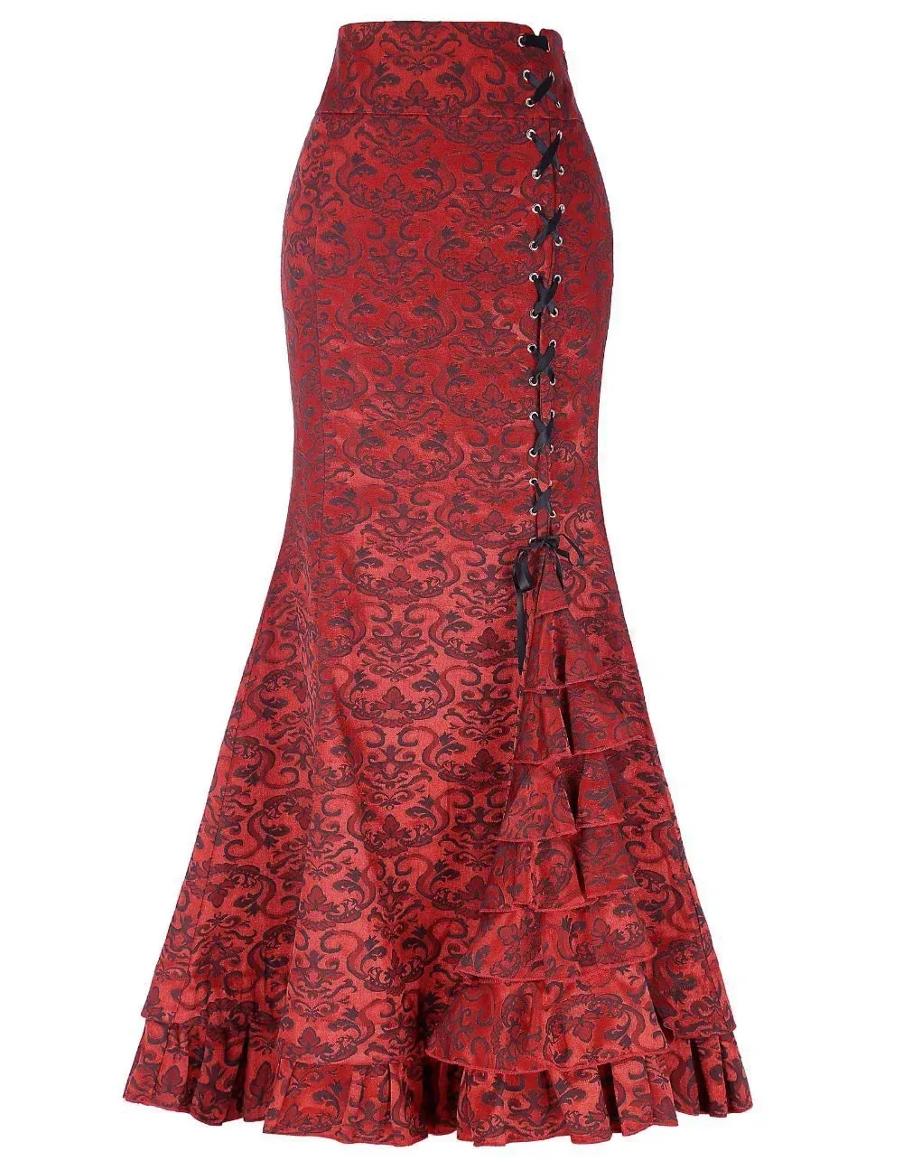 Funki Buys | Skirts | Women's Gothic Vintage Ruffled Long Skirts