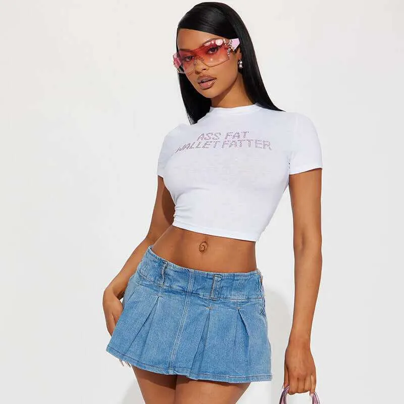 Glow Chic’s Midriff-Baring Short Sleeved Letter Top