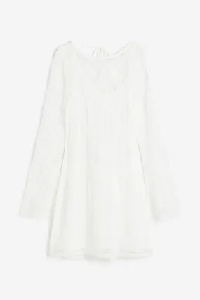 H&M Lacing-detail Open-backed Lace dress, cream