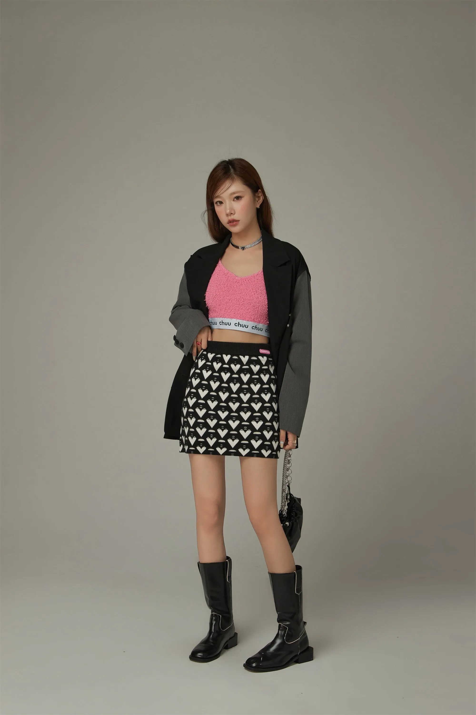 Heart Pattern Mini Skirt