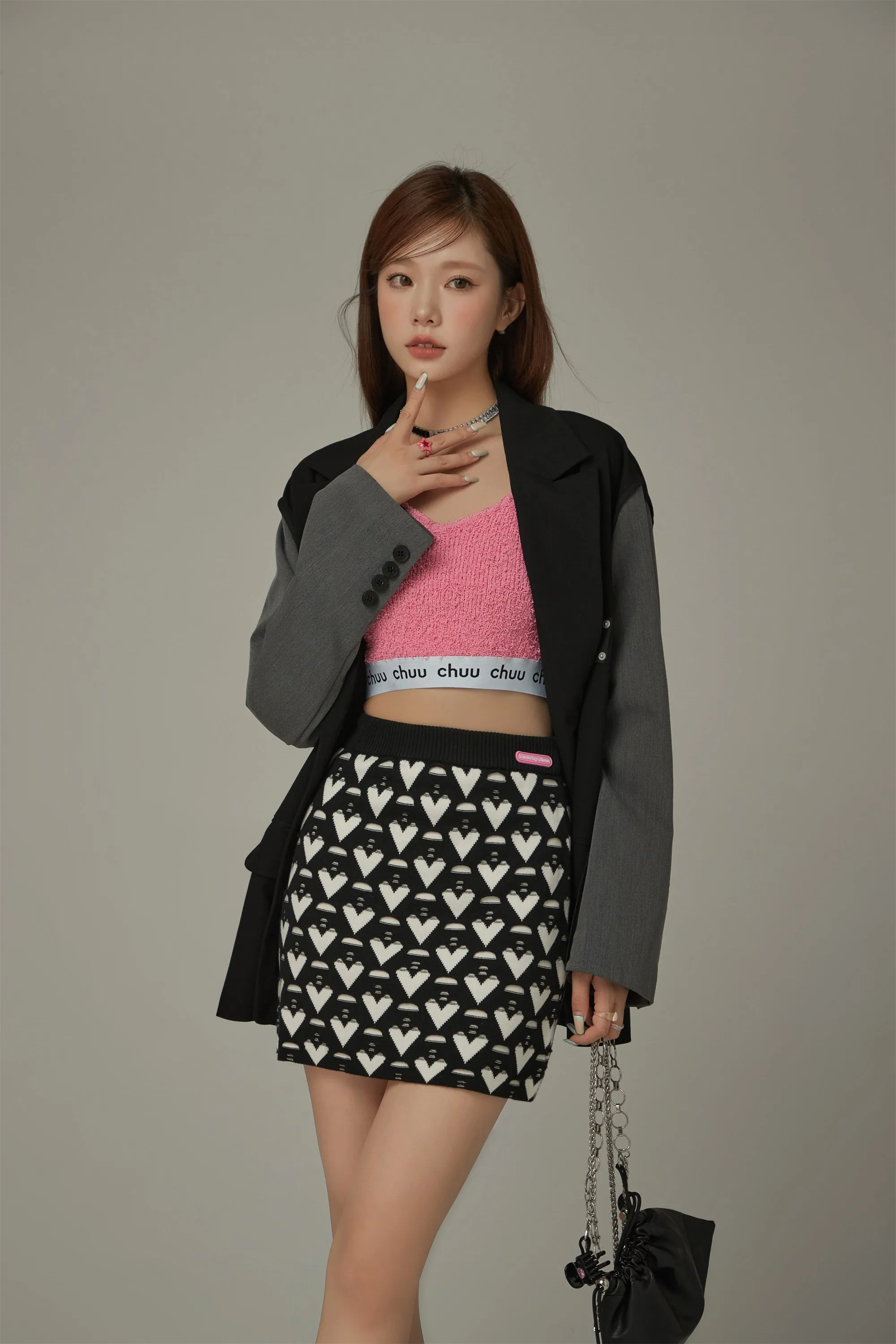 Heart Pattern Mini Skirt