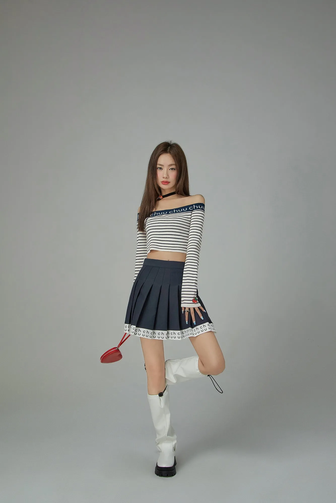 Hem Band Mini Tennis Pleated Skirt