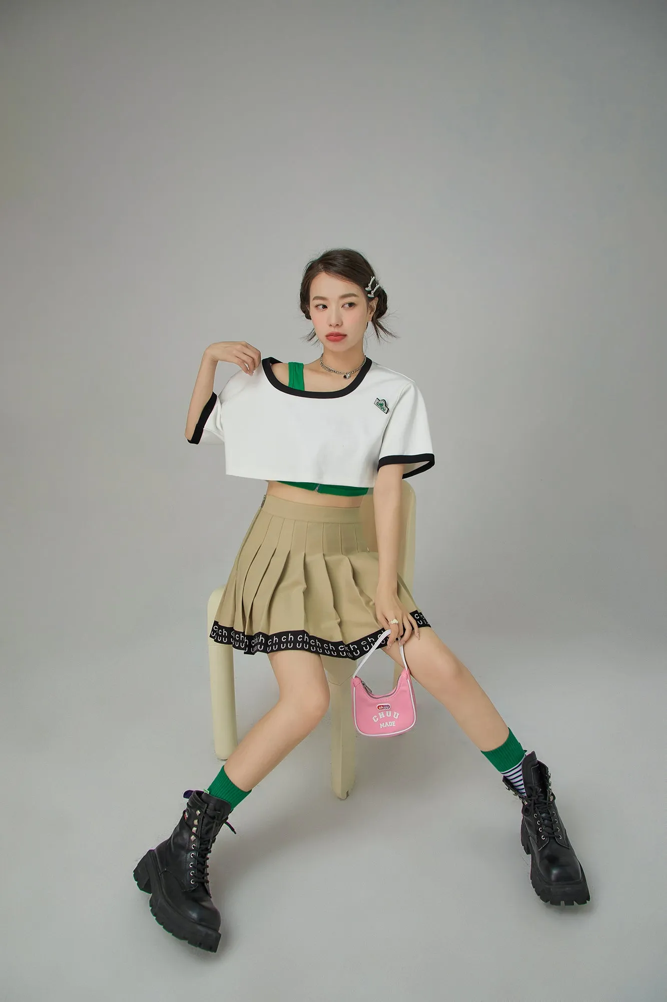 Hem Band Mini Tennis Pleated Skirt