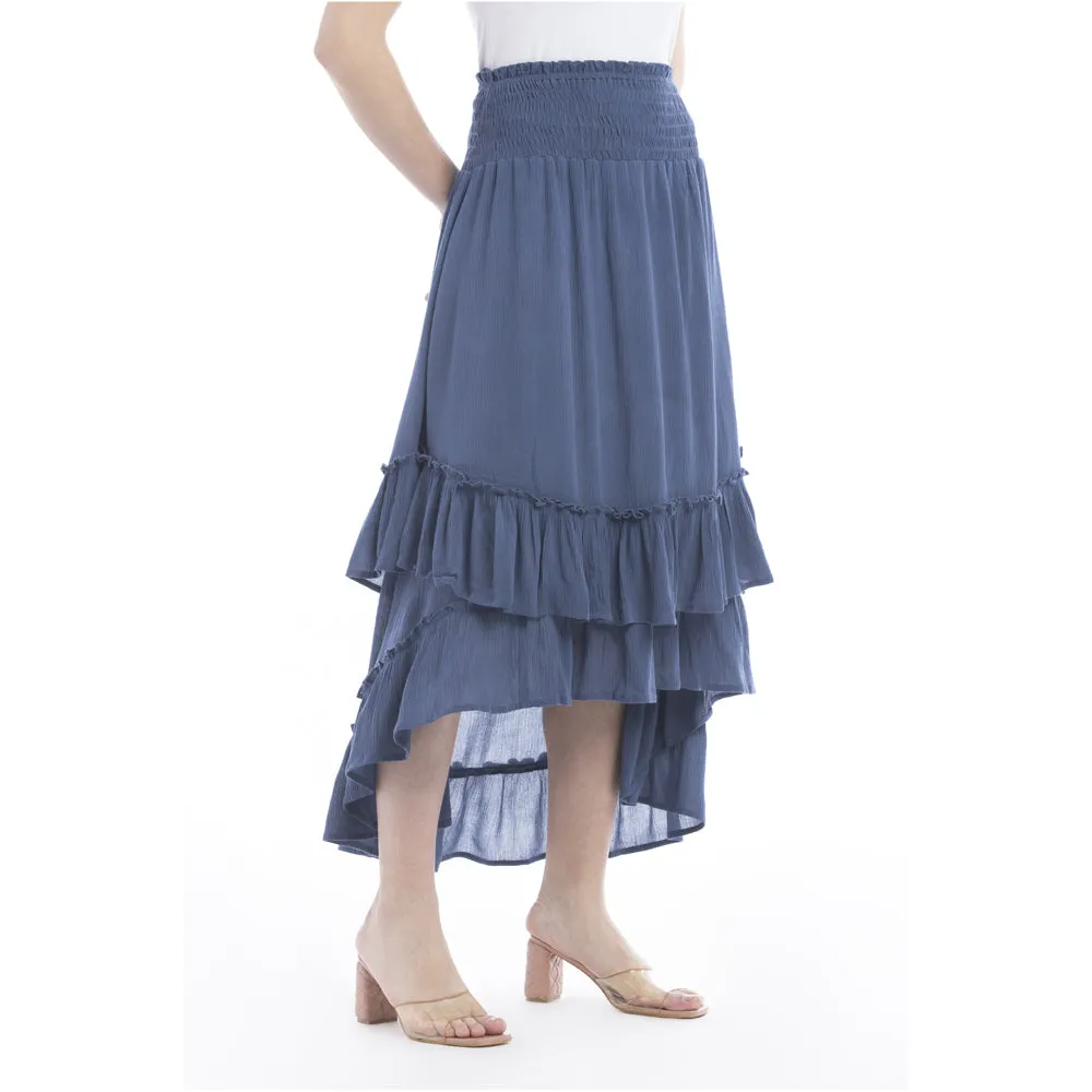 Kylie Ruffled Denim Tone Skirt