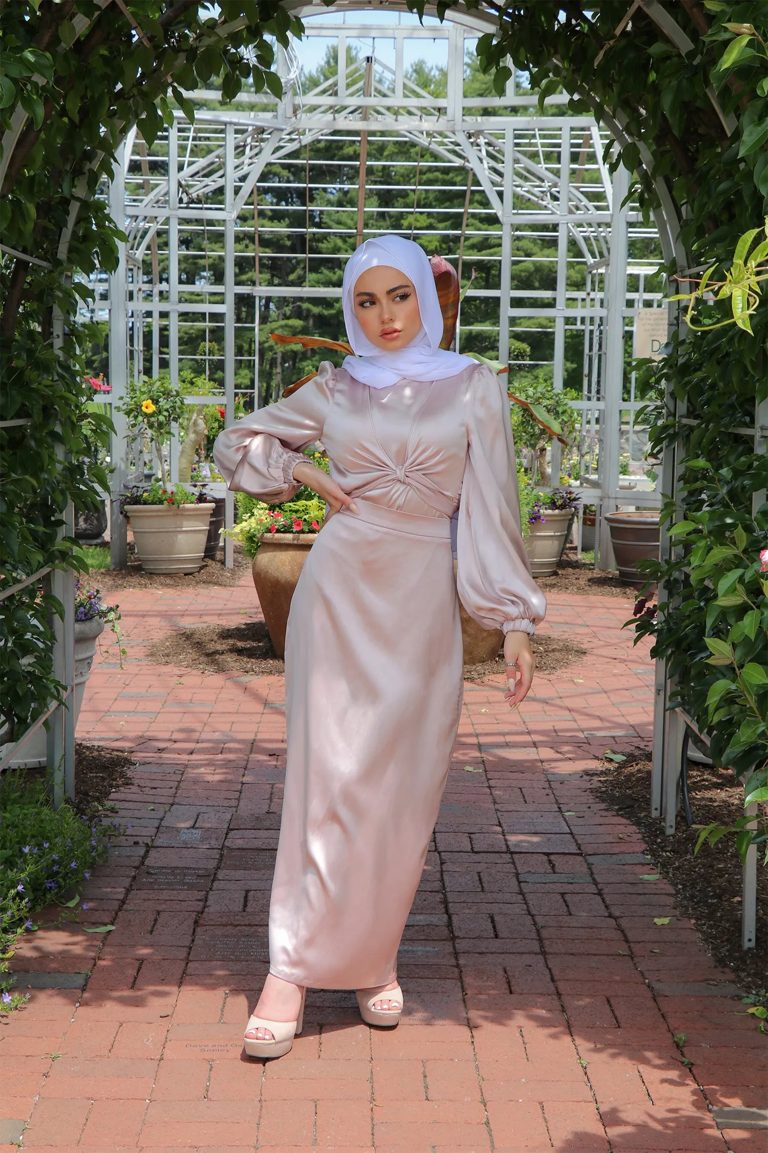 LaMeera Satin Wrap Top- Blush Pink