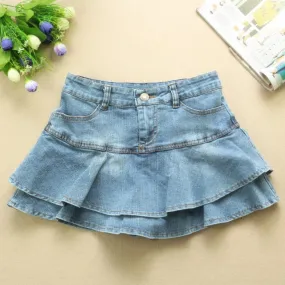 LANFUBEISI Ruffle Pleated Skirts Womens Summer Low Waist A Line Y2K Denim Skirt Sexy Mini Short Skirts Women Sex Jeans Woman Skirts