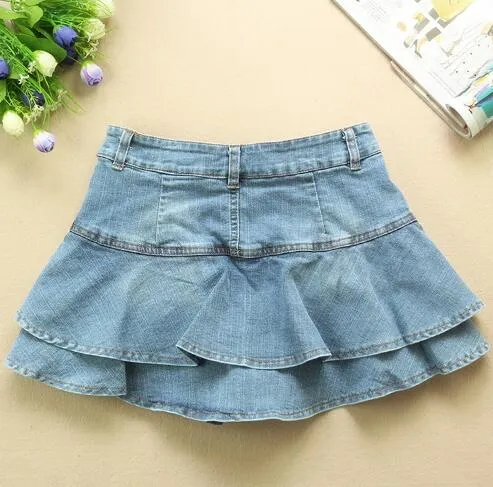 LANFUBEISI Ruffle Pleated Skirts Womens Summer Low Waist A Line Y2K Denim Skirt Sexy Mini Short Skirts Women Sex Jeans Woman Skirts