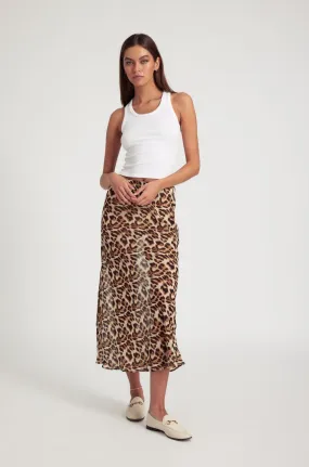 Leopard Silk Bias Maxi Skirt