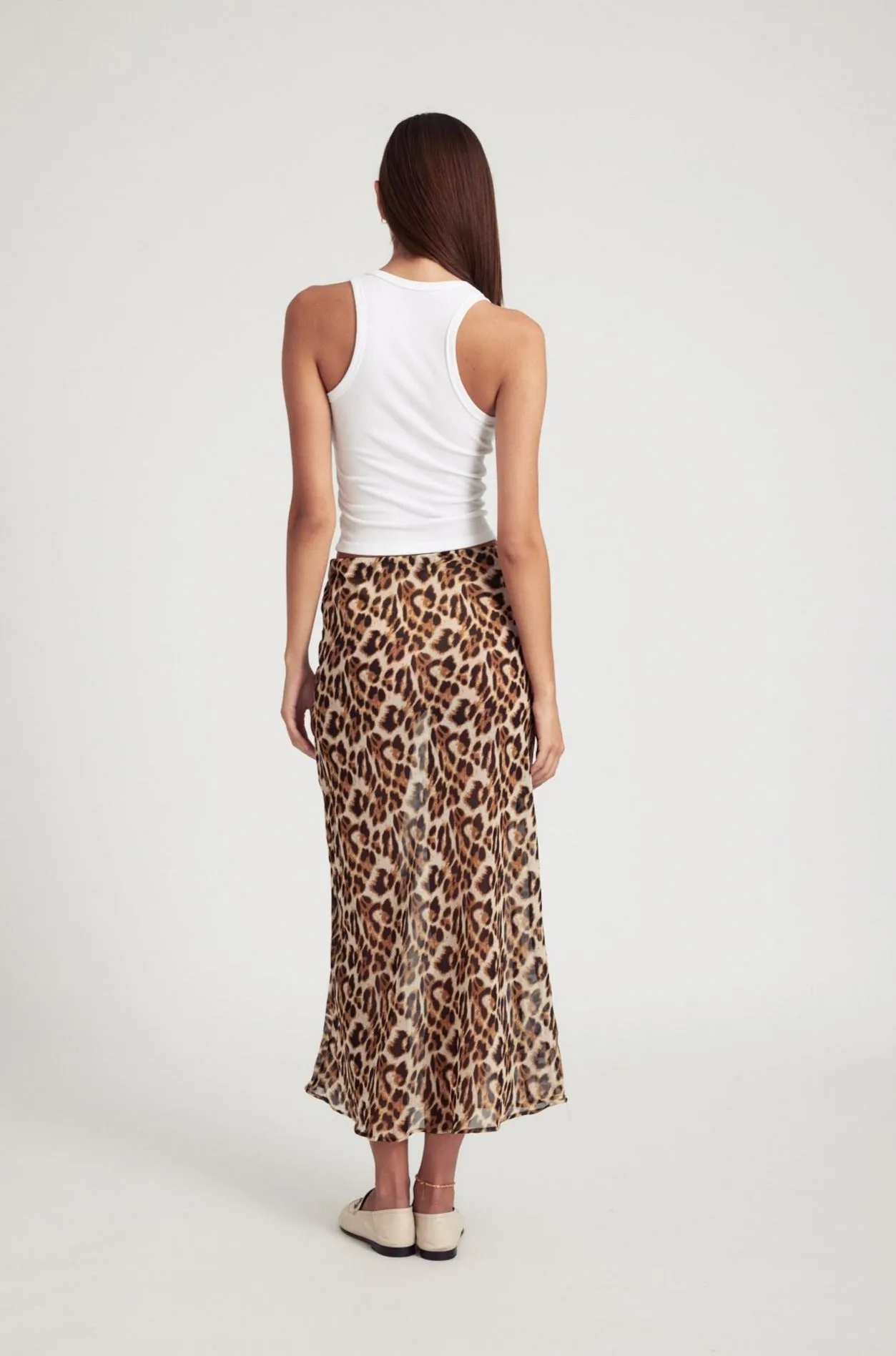 Leopard Silk Bias Maxi Skirt