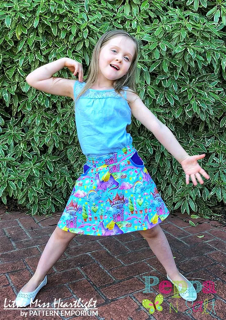 Little Miss Heartlight | Girls Flared Skirt Sewing Pattern