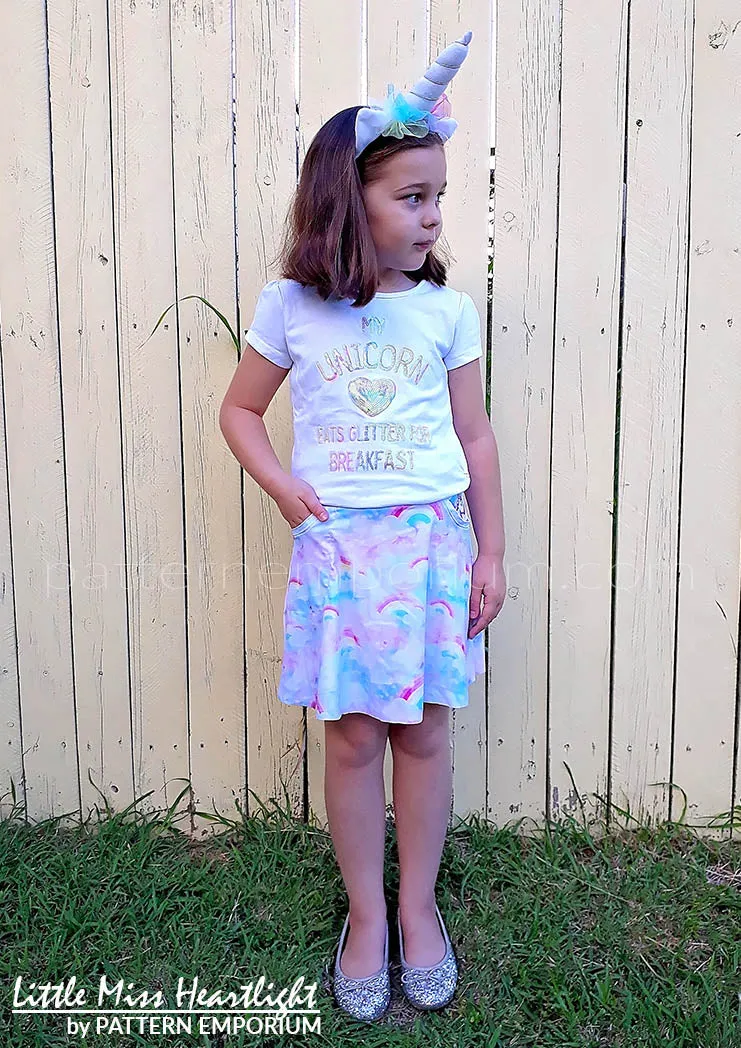 Little Miss Heartlight | Girls Flared Skirt Sewing Pattern