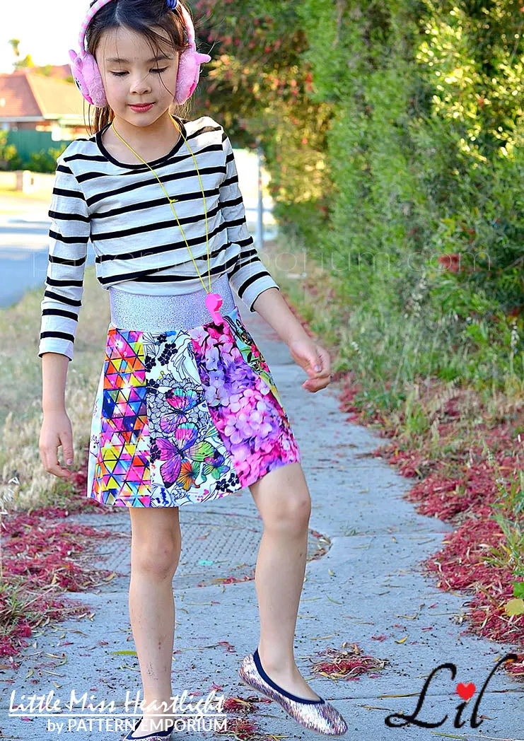 Little Miss Heartlight | Girls Flared Skirt Sewing Pattern