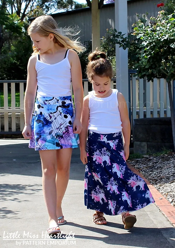 Little Miss Heartlight | Girls Flared Skirt Sewing Pattern