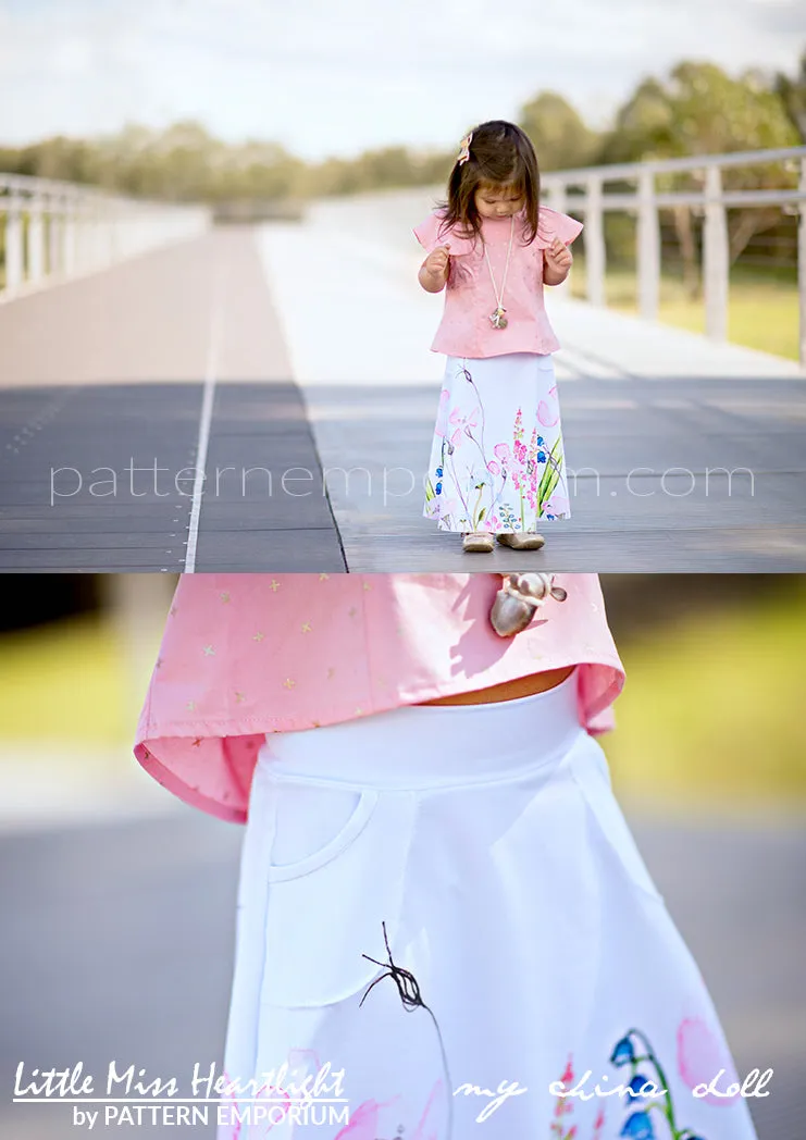 Little Miss Heartlight | Girls Flared Skirt Sewing Pattern