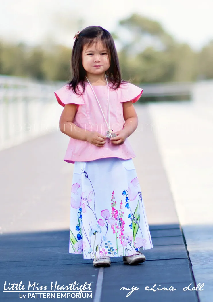 Little Miss Heartlight | Girls Flared Skirt Sewing Pattern