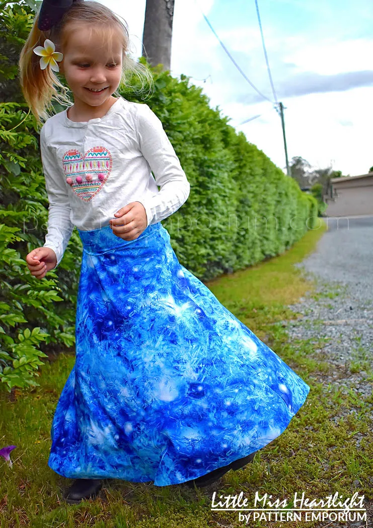 Little Miss Heartlight | Girls Flared Skirt Sewing Pattern